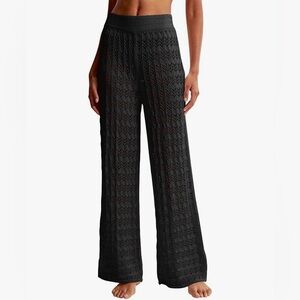 Chic Black Crochet Swim Coverup Pants